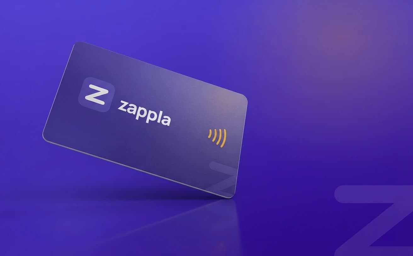 A Zappla Tap NFC-kártya előlapja: zappla szóvédjegy és érintés-jel